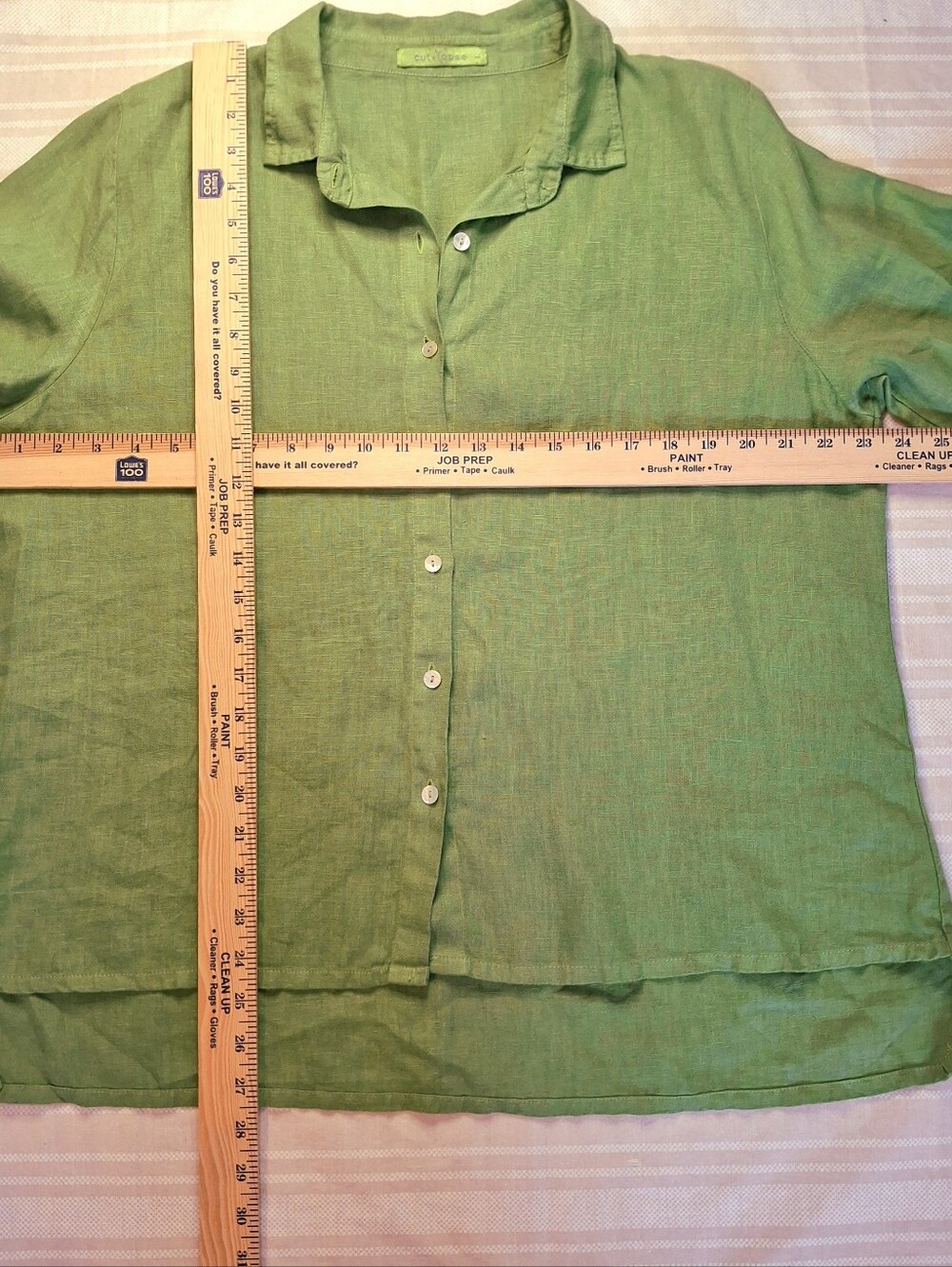 Vtg Cut Loose 100% Linen Button Up Shirt Blouse Longer Back Boxy Womens Sz L - Picture 6 of 9